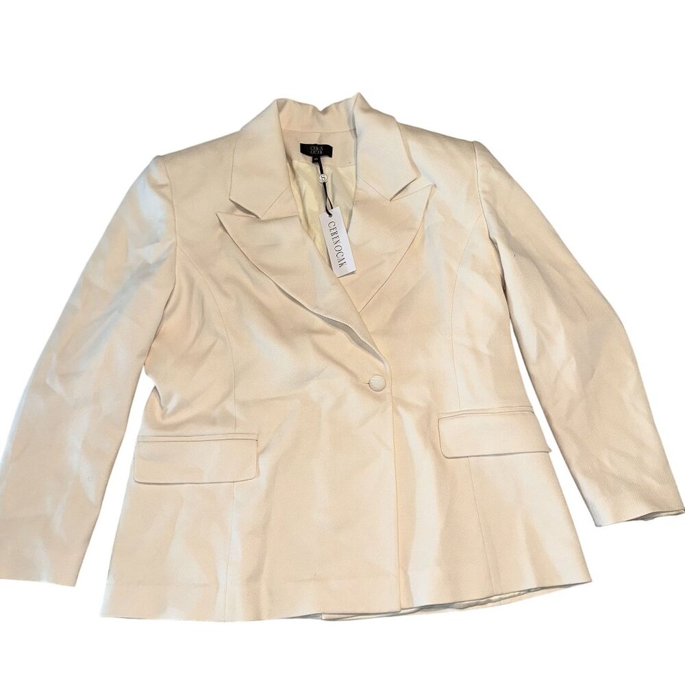 NWT Ceren Ocak Single Breasted Ecru Blazer Jacket Women's Size X-Small XS
